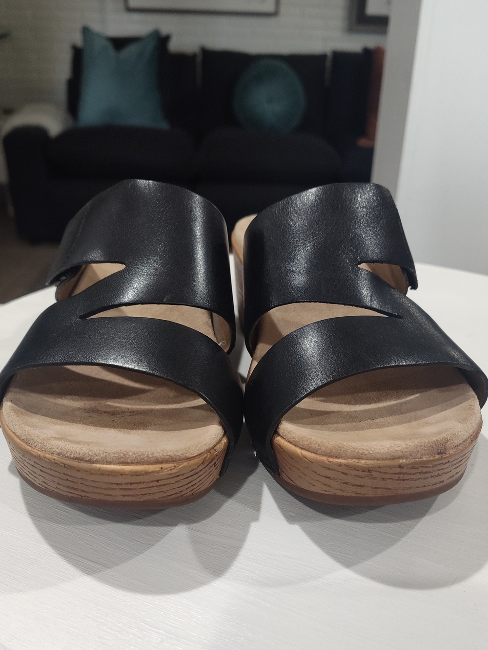 Dansko Lacee Black Leather Wedge Sandals Size 38 - Picture 8 of 8